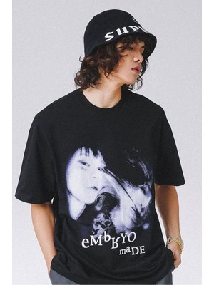 Black Sokak Blacksokak Erkek Siyah Empryo Baskılı Oversize Bisiklet Yaka Tshirt