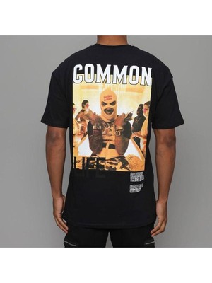 Black Sokak Blacksokak Erkek Siyah Common Baskılı Oversize Bisiklet Yaka Tshirt
