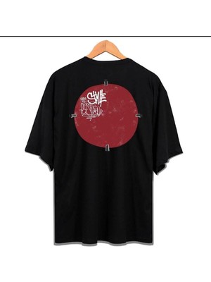 Black Sokak Blacksokak Erkek Siyah Style Baskılı Oversize Bisiklet Yaka Tshirt