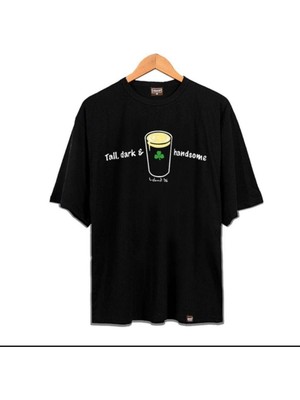 Black Sokak Blacksokak Erkek Siyah Tall Dark Baskılı Oversize Bisiklet Yaka Tshirt