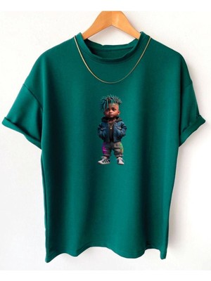 Black Sokak Blacksokak Erkek Yeşil Rapçı Oversize Bisiklet Yaka Tshirt