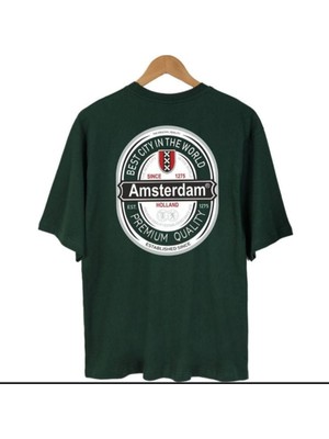 Black Sokak Blacksokak Erkek Yeşil Amsterdam Oversize Bisiklet Yaka Tshirt
