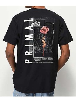 Black Sokak Kadın Standart Siyah Prımal Baskılı Tshirt