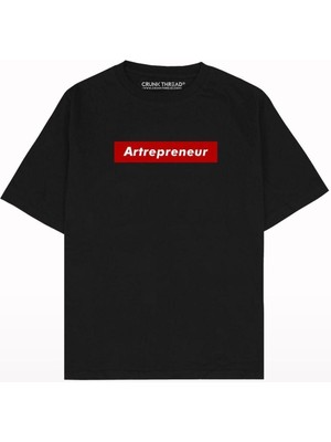 Black Sokak Erkek Artrepreneur Baskılı Oversize Bisiklet Yaka Tshirt