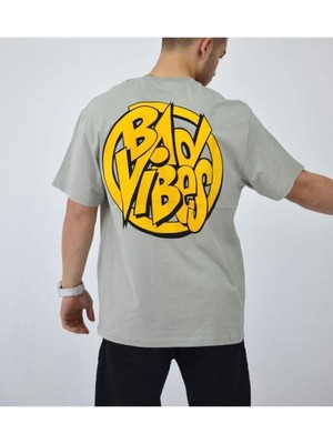Black Sokak Blacksokak Erkek Taş Bad Vibes Baskılı Oversize Bisiklet Yaka Tshirt