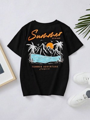Black Sokak Blacksokak Kids Erkek Çocuk Siyah Summer Baskılı Tişört