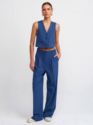 Dilvin 71190 Yüksek Bel Uzun Pantolon-Indigo