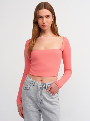 Dilvin 3700 Fitilli Uzun Kollu Top-Pembe