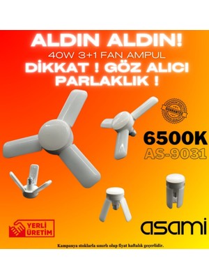 Asami Pervane Şeklinde Katlanabilir Ayarlanabilir E-27 Duy 40 Watt Pervane LED Ampul