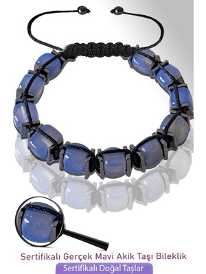 Tesbih Atölyesi Sertifikalı Küp Model Doğal Ispirto Moru Akik Taşı Bileklik - Ayarlamalı