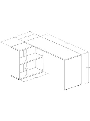Durusilya Mobilya Durusilya L Çalışma Masası Bilgisayar Masası Dolaplı Kitaplıklı