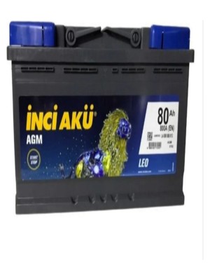 İnci 12V 80 Amper Agm Start-Stop Inci Akü. Güncel-Yeni Üretim.!!
