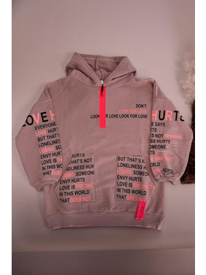 Via Kız Çocuk Pamuklu Üç Ip Sweatshirt - Gül Kurusu