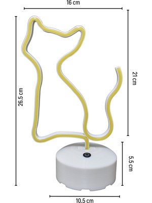 Deep Concept Dokunmatik Parlaklığı Ayarlanabilir Kedi Neon LED Işıklı Gece Lambası Işıklı Dekoratif Aydınlatma