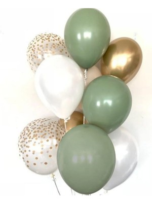 10 Adet Küf Yeşilli Balon Demeti Balon Seti