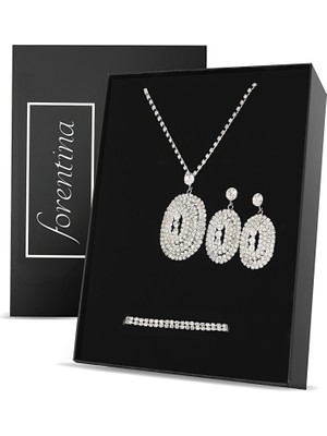 Forentina Gümüş Kaplama Kolye Küpe Bileklik Takı Seti PS2766