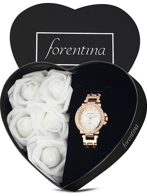 Forentina Rose Metal Bayan Kol Saati - Kalpli Güllü Kutuda PS2732