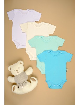 Bebe Tospik 4'lü Pamuklu Kısa Kol Çıtçıt Body Zıbın