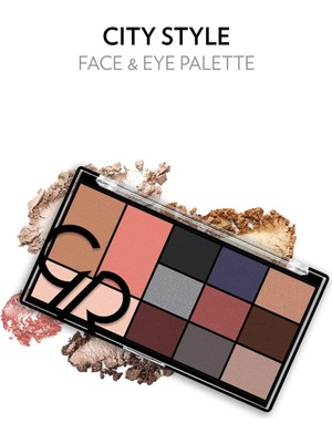 Golden Rose City Style Face & Eye Palette No: 02 Smokey - Allık, Bronzer, Aydınlatıcı ve 9'lu Far Paleti