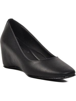 Ayakmod 312072 Siyah Kadın Dolgu Topuklu Ayakkabı