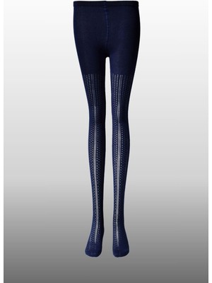 Adisia Kız Çocuk Karina Örgü Pamuklu Mesimlik Lacivert Renkli Külotlu Çorap