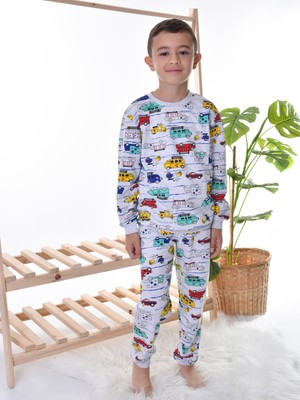 Tuğse Erkek Çocuk Gri Arabalı Pijama Takım