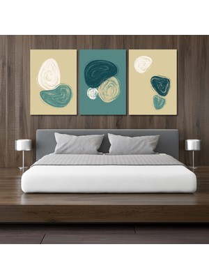 Gaagart 3'lü Kanvas Duvar Tablosu Seti Çağla Yeşili Soyut Tasarım