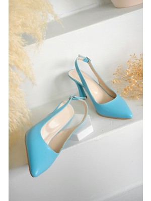 MARSHETTA Laura Model Kadın Mavi Sivri Burun Arkası Açık Stiletto Topuklu Ayakkabı
