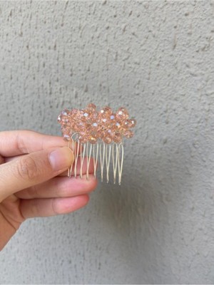 Pearly Handmade (G)Pudra Renk Kristal Mini 4 cm Tarak Toka