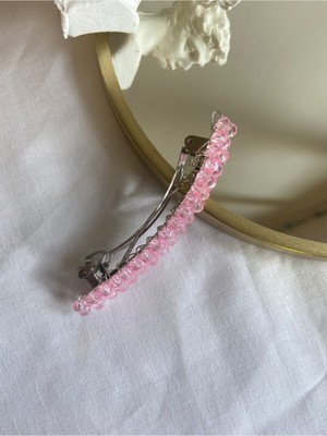 Pearly Handmade Pembe Otomatik Klipsli Toka