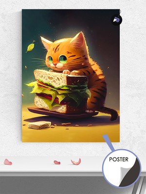 Postermanya Cute Cat Kedi Manga Anime Poster - Afiş - Dekoratif Duvar Posteri