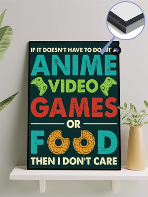 Games Food Motto Manga Anime Çerçeveli Tablo - Çerçeveli Poster