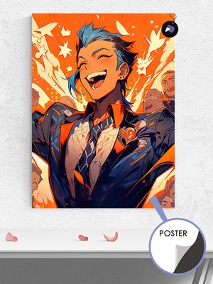 Postermanya Blue Hair Style Manga Anime Poster - Afiş - Dekoratif Duvar Posteri