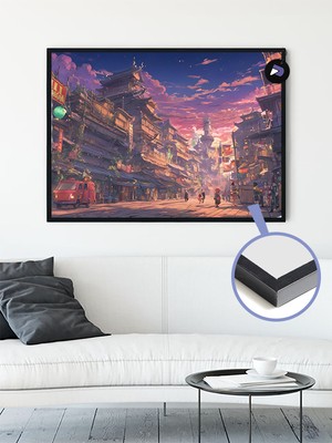 Postermanya Anime Şehri Manga Anime Çerçeveli Tablo - Çerçeveli Poster