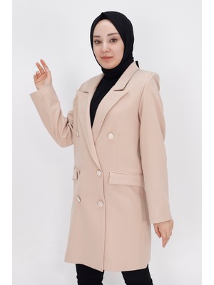 By Coolest Butik 2401 Sahte Cep Detaylı Kruvaze Yaka Blazer Ceket