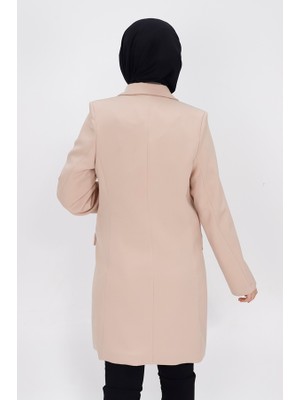 By Coolest Butik 2401 Sahte Cep Detaylı Kruvaze Yaka Blazer Ceket