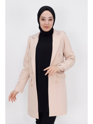 By Coolest Butik 2402 Düğme Detaylı Kruvaze Yaka Blazer Ceket