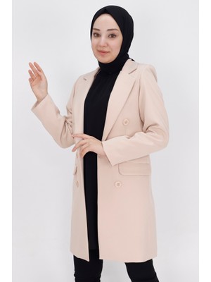 By Coolest Butik 2402 Düğme Detaylı Kruvaze Yaka Blazer Ceket