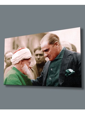 Miraaxx Atatürk ve Halk Temalı Uv Baskılı Cam Tablo, Ev ve Ofis Duvar Dekoru Hediyelik