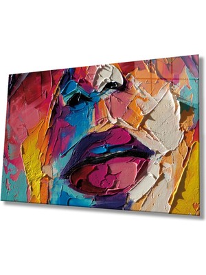 Miraaxx Kadın Yağlıboya Renkli Cam Tablo Ev ve Ofis Duvar Dekoru Hediyelik Büyük Tablo Dayanıklı Cam