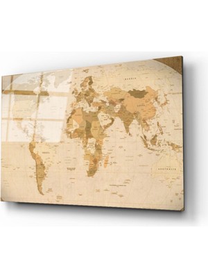 Miraaxx Dünya Haritası 60 Cam Tablo