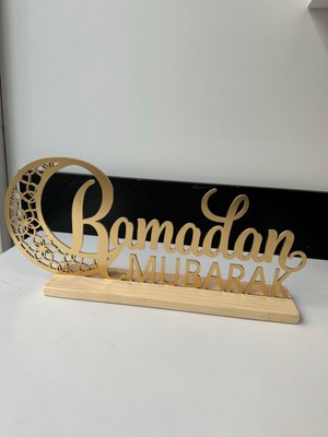 Eska Events Ramadan Mubarek Ahşap Yazı - Ramazan Dekorları