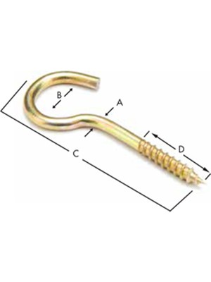 ER-SA Açık Piton Kanca ( Çengel Vida ) 20X80 ( 10 Adet )