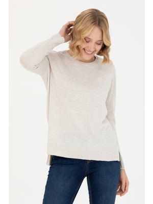 U.S. Polo Assn. Kadın Taş Melanj Bisiklet Yaka Basic Kazak 50269015-VR225