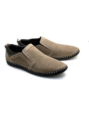 Grado  Deri Erkek Battal Boy Yazlık Delikli Confort Tabana Dikişli Kum Rengi 150-0