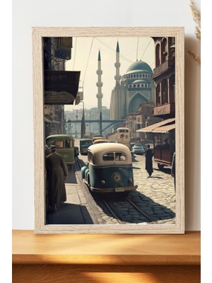 Sanatsal Istanbul Poster - Çerçevesiz Vintage Şehir Poster