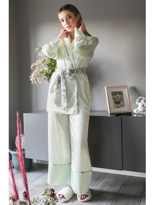 Mita Concept Su Yeşili Kimono-Pantolon Takım