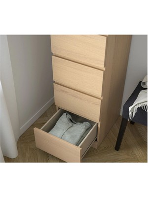 IKEA Malm Aynalı 6 Çekmeceli Şifonyer, 40X123 Cm, Ağartılmış Meşe Kaplama