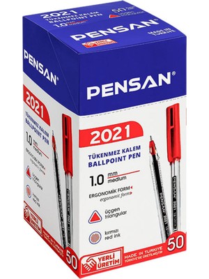 Pensan 2021 1.0 Üçgen Tükenmez Kalem 50 Adet
