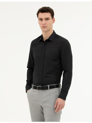 Pierre Cardin Erkek Siyah Slim Fit Uzun Kollu Gömlek 50285594-VR046